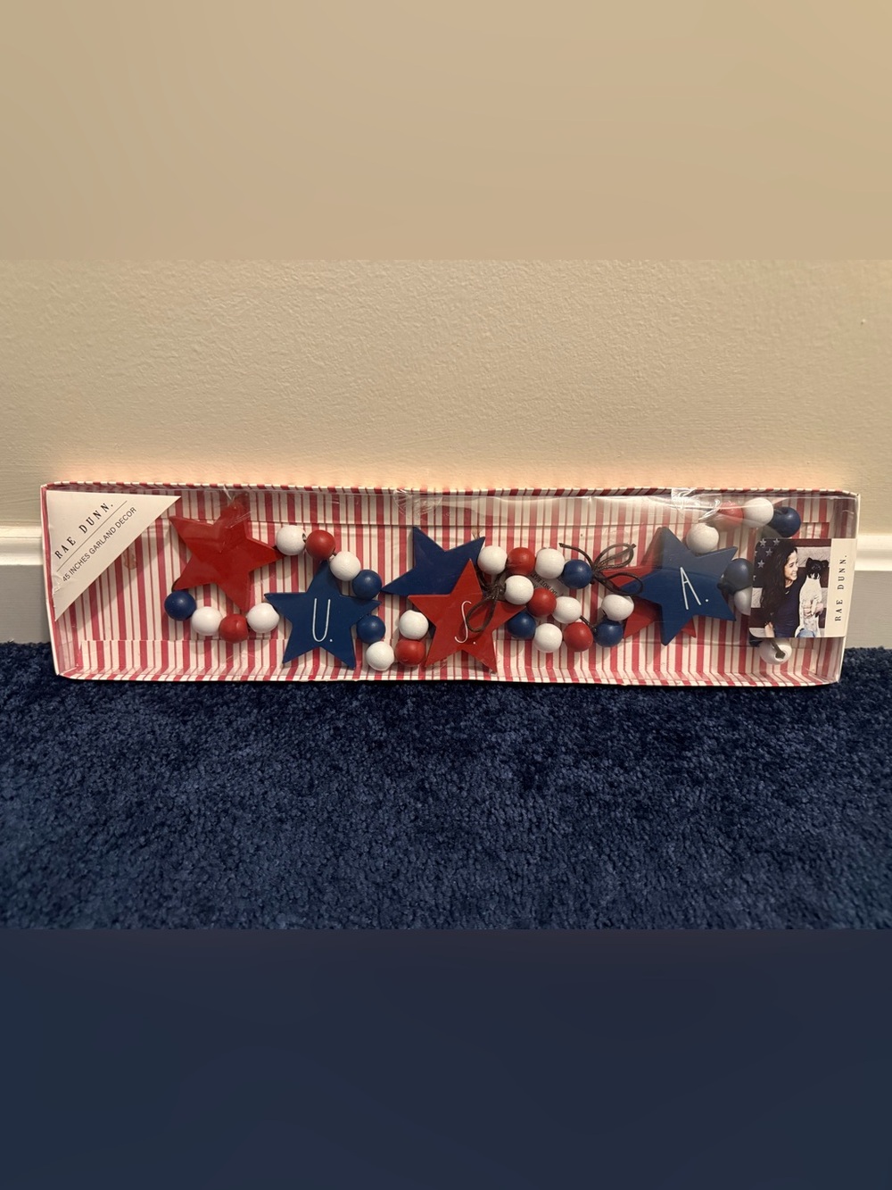 Rae Dunn Red and Blue Star Bead Garland
